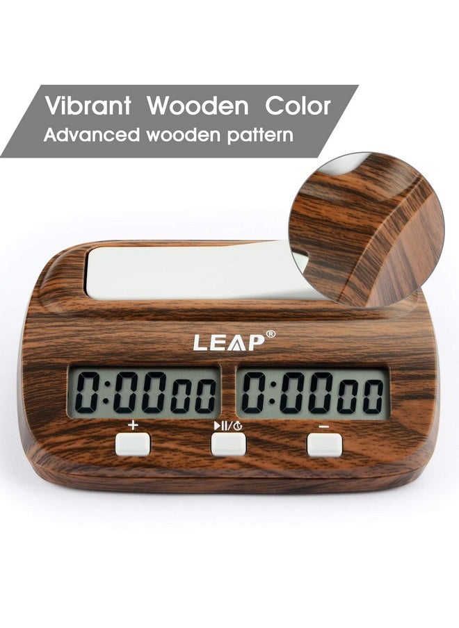 LEAP LEAP Chess Clock Digital Chess Timer Professional for Board Games Timer with Alarm Function (Official Store) Wood Appearance  - Image 3
