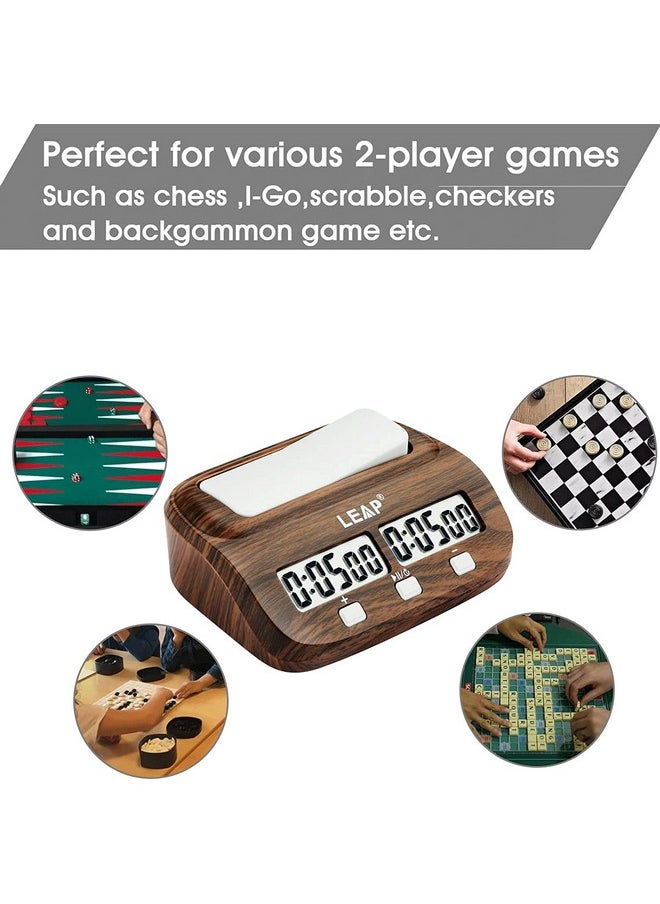 LEAP LEAP Chess Clock Digital Chess Timer Professional for Board Games Timer with Alarm Function (Official Store) Wood Appearance  - Image 5
