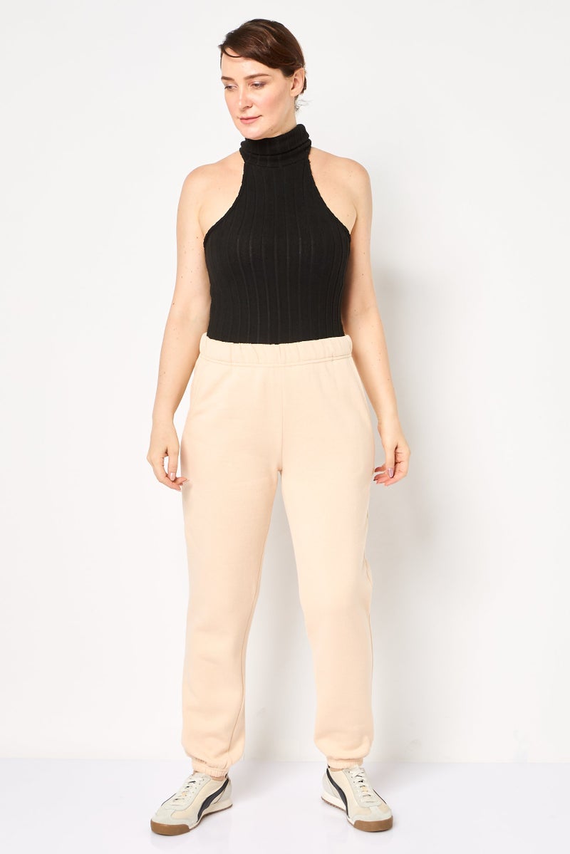 FOREVER 21 سروال جوجر عادي للنساء، بيج - Image 2