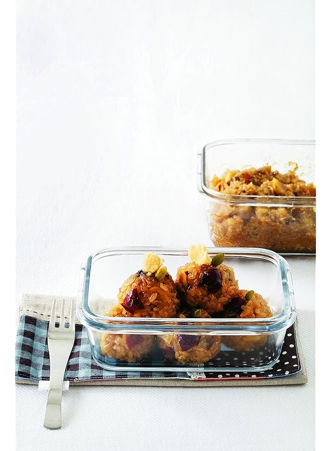 لوك اند لوك زجاج، 3.1 كوب، زجاج بوروسيليكات، آمن للاستخدام في الفرن، خالٍ من مادة BPA، محكم الإغلاق بنسبة 100%، وعاء تخزين طعام مستطيل الشكل مع غطاء - Image 3