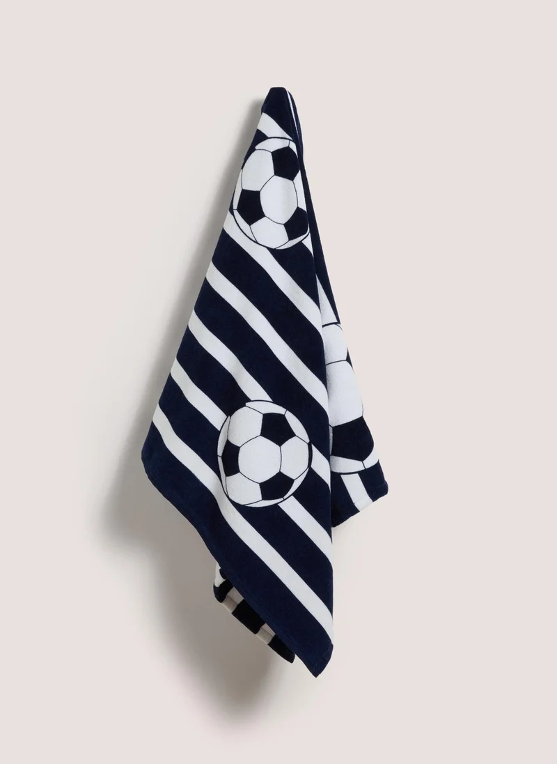 Matalan Kids Football Beach Towel Black