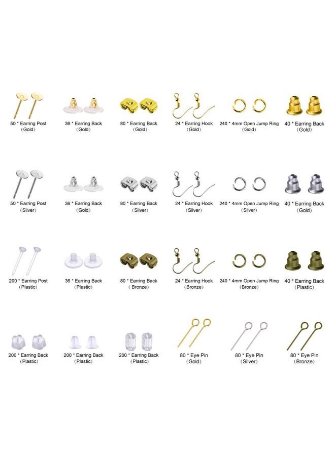 Paxcoo 2400Pcs Earring Making Supplies Kit with 24 Style Earring Hooks, Earring Backs, Earrings Posts and Earring Making Findings for Adult - Image 2
