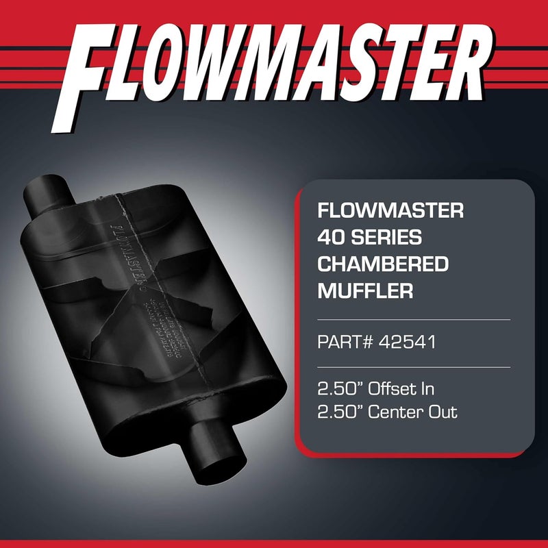 FLOWMASTER 40 Series Original Chambered Muffler – 2.50” Offset In / 2.50” Center Out – Aggressive Sound – 16-Gauge Aluminized Steel – For Muscle Cars, Street Rods, Trucks, SUVs & Strip Builds (42541) - Image 2