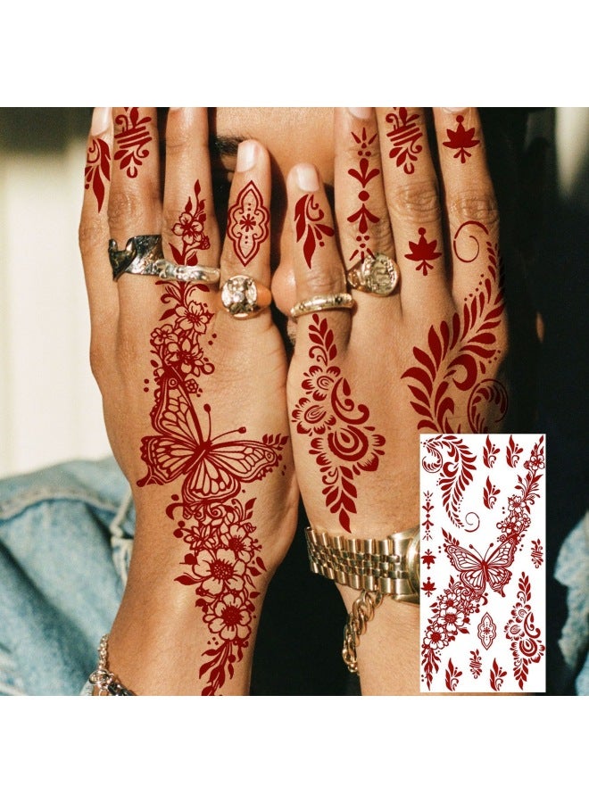 Mehendi Stickers Henna Mehendi stencil Tattoo Sticker for Hands Temporary Waterproof Mehndi Tattoo Body Art for Women & Girls - Image 1