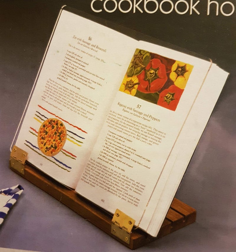 Clear Solutions Original Hinged Cookbook Holder - Acrylic Shield With Wood Base and Brass Plated Hinges - Made in the USA - Image 3