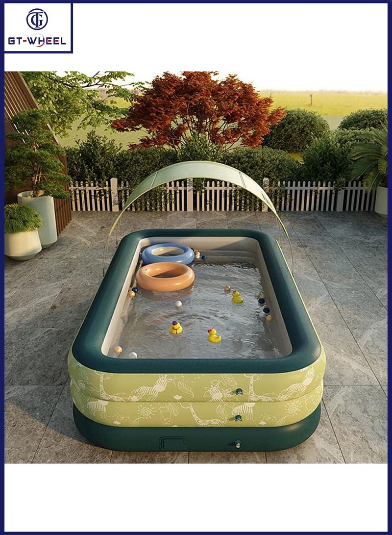 GT-Wheel Inflatable Swimming Pool with Sun Shade Automatic Family Pool for Kids & Adults - Image 2
