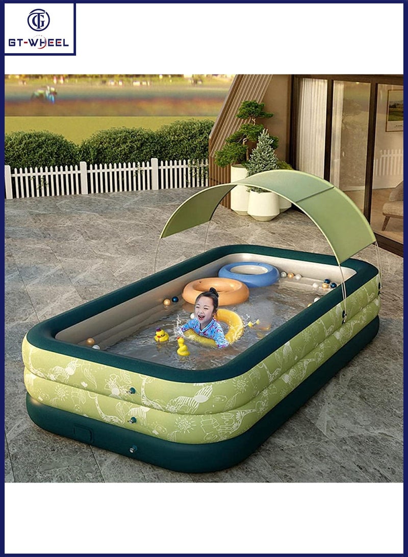 GT-Wheel Inflatable Swimming Pool with Sun Shade Automatic Family Pool for Kids & Adults - Image 1