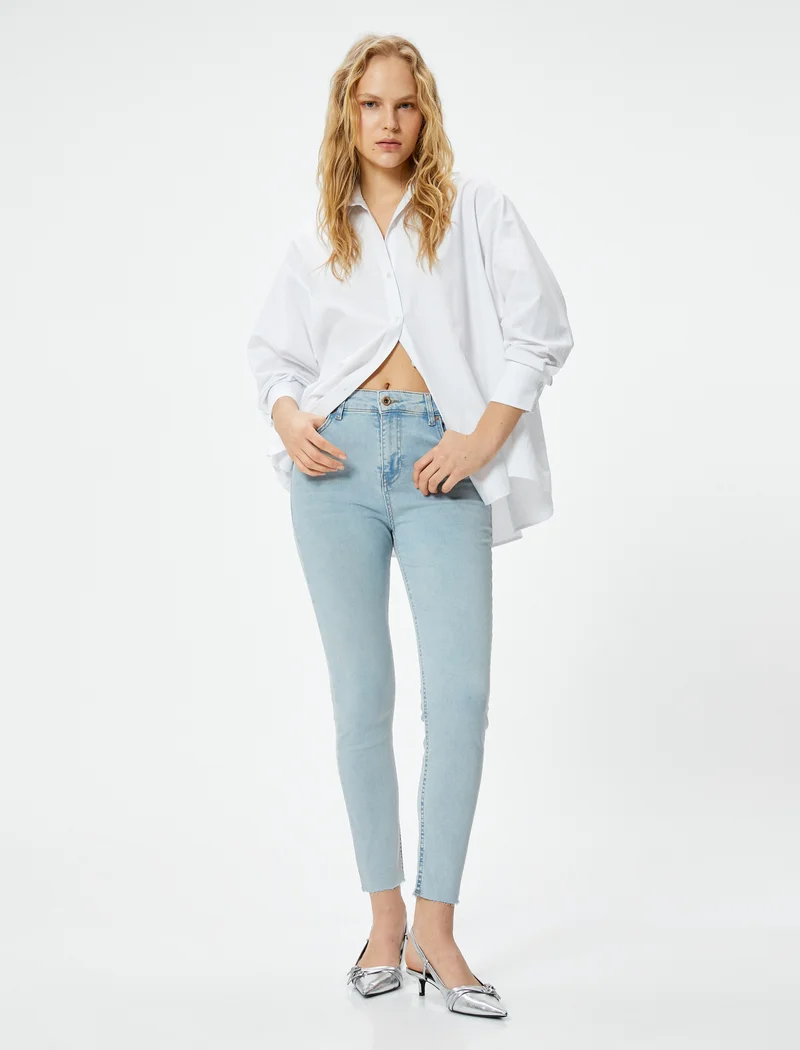 KOTON Koton | Faded Slim Fit Cropped Jeans