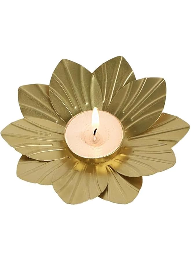 The Bros Lotus Flower Decorative Tealight Holder Handcrafted - Perfect for Diwali, Religious Ceremonies, Home, Living Room, Office Decor. Festive Decor Diya with Free T-Light Candles (Set of 2)  - Image 3