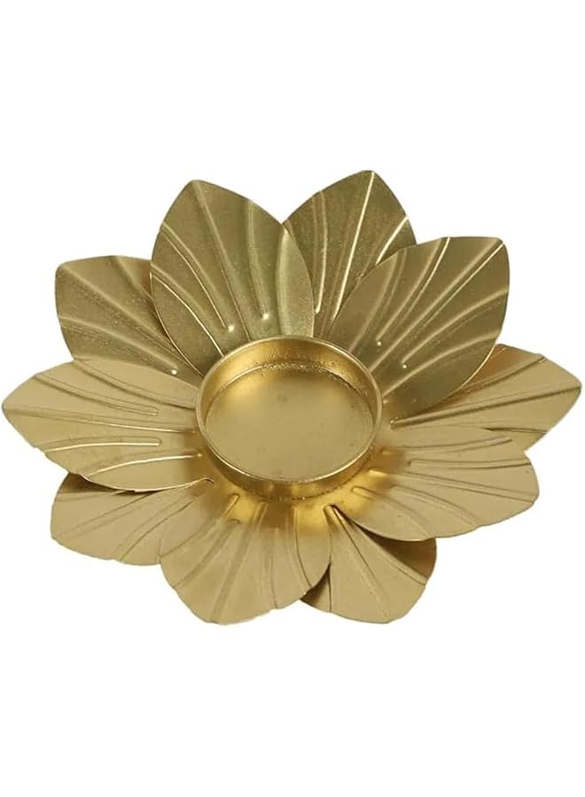 The Bros Lotus Flower Decorative Tealight Holder Handcrafted - Perfect for Diwali, Religious Ceremonies, Home, Living Room, Office Decor. Festive Decor Diya with Free T-Light Candles (Set of 2)  - Image 5