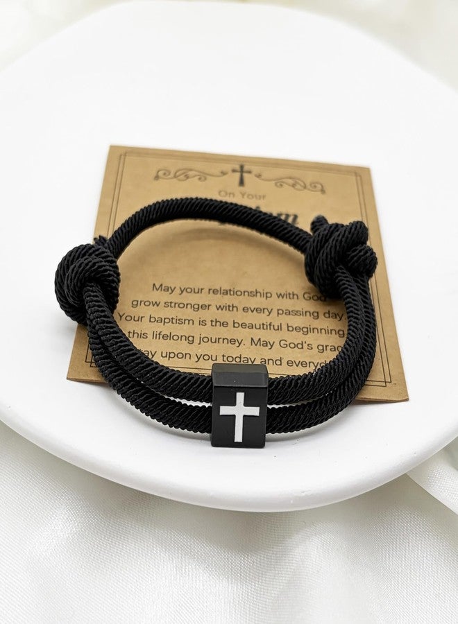 OVIFICEA Baptism Gifts Cross Bracelet for Boys Men, First Communion Confirmation Christening Gift for Teen Boys Girls,Teenager Trendy Stuff, Son, Daughter, Grandson, Nephew, Brother, Godchild, Christian Gift - Image 2