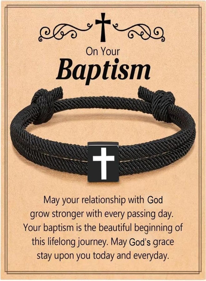 OVIFICEA Baptism Gifts Cross Bracelet for Boys Men, First Communion Confirmation Christening Gift for Teen Boys Girls,Teenager Trendy Stuff, Son, Daughter, Grandson, Nephew, Brother, Godchild, Christian Gift - Image 1