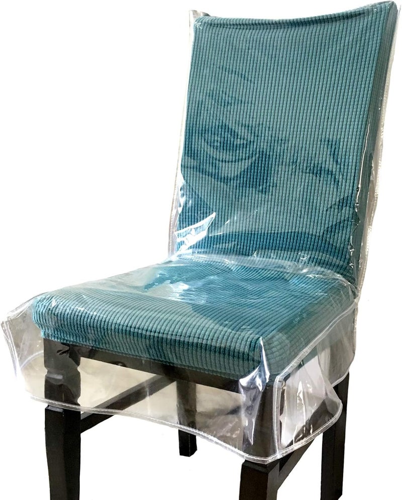 Plastic Dining Chair Covers with Backrests, Clear PVC Seat Protector, Waterproof Cover (2 Pack) - Image 1