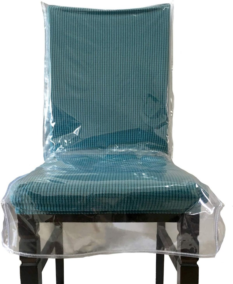 Plastic Dining Chair Covers with Backrests, Clear PVC Seat Protector, Waterproof Cover (2 Pack) - Image 2