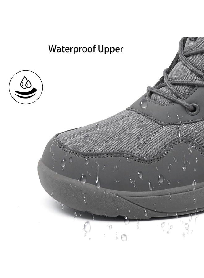 ChayChax Women's Winter Snow Boots with Fur Lined Lightweight Ankle Booties Anti Slip Comfortable Warm Winter Shoes, Grey, 9, Grey, 9 - Image 3