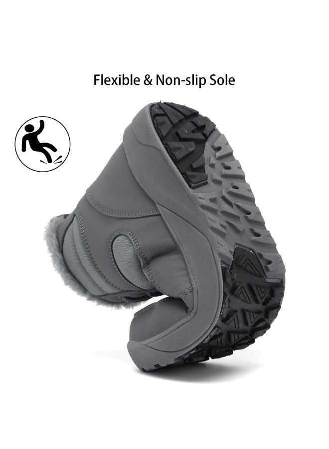 ChayChax Women's Winter Snow Boots with Fur Lined Lightweight Ankle Booties Anti Slip Comfortable Warm Winter Shoes, Grey, 9, Grey, 9 - Image 5
