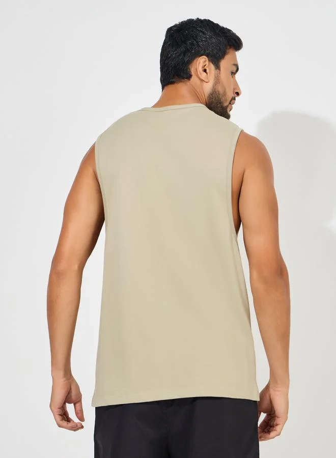 ستايلي Minimal Print Drop Armhole Cotton Tank