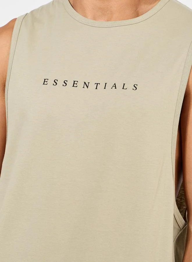 ستايلي Minimal Print Drop Armhole Cotton Tank