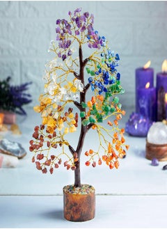 Crocon Seven Chakra Tree of Life, Crystal Tree for Positive Energy - Feng Shui Tree, Artificial Tree, Crystal Decoration, Money Tree, Handmade 7 Chakra Tree, Stone Tree, Healing Crystals, Spiritual Gifts 