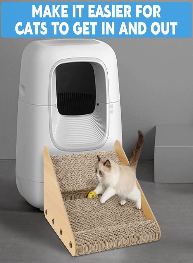 ROYALAY Litter Box Ramp for Elder Cats & Kittens, Corrugated Paper Cat Scratcher Post with a Ball, Suitable for Second Generation Automatic Litter Box - Image 5