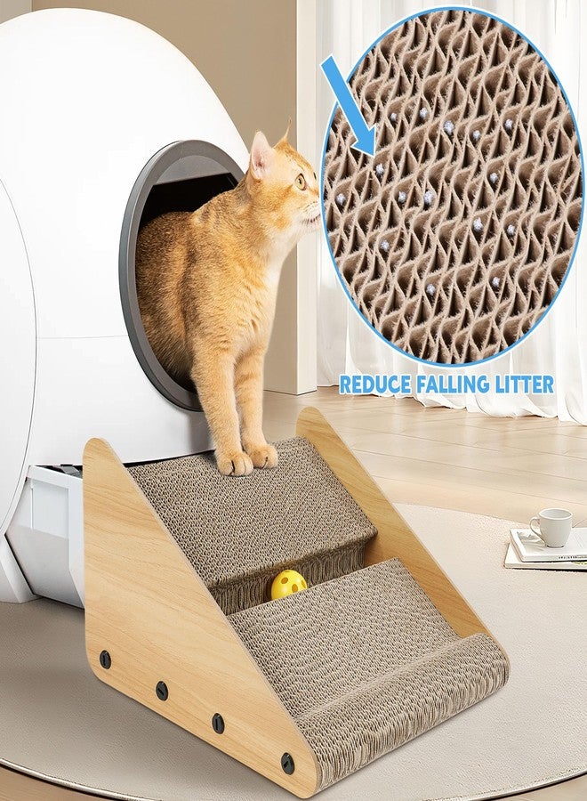 ROYALAY Litter Box Ramp for Elder Cats & Kittens, Corrugated Paper Cat Scratcher Post with a Ball, Suitable for Second Generation Automatic Litter Box - Image 4