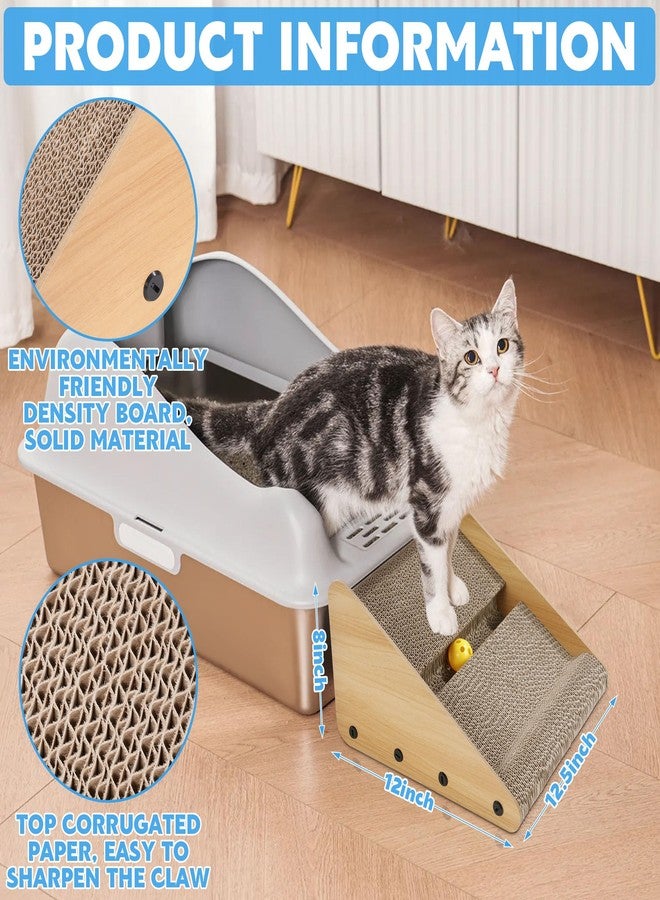 ROYALAY Litter Box Ramp for Elder Cats & Kittens, Corrugated Paper Cat Scratcher Post with a Ball, Suitable for Second Generation Automatic Litter Box - Image 2