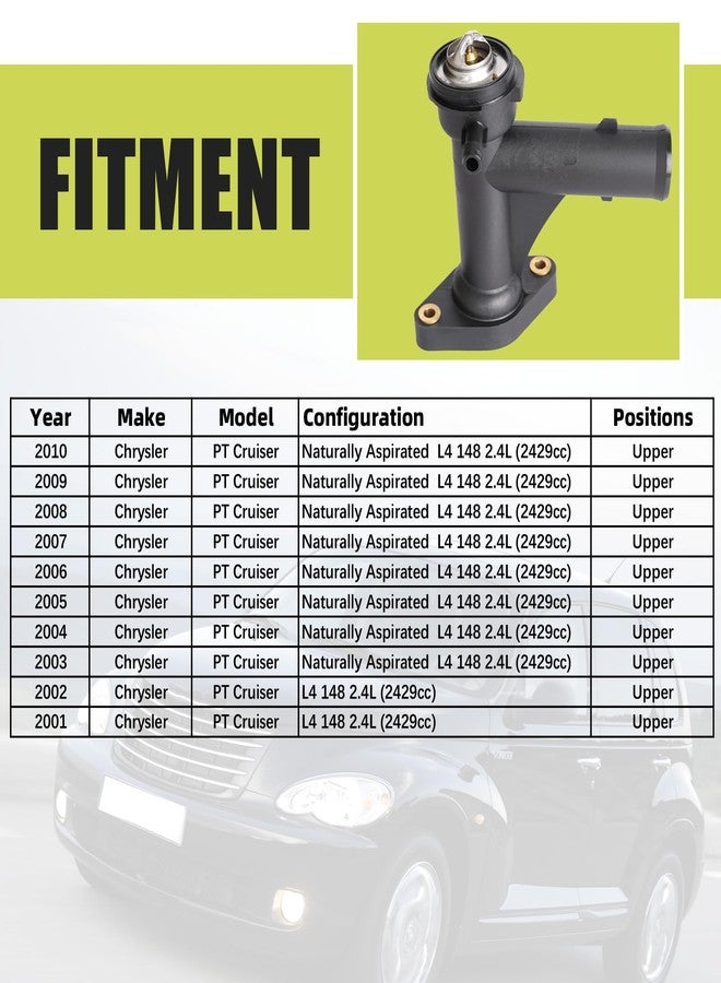 Mocar7 Engine Coolant Thermostat Housing Assembly Compatible with 2001-2010 Chrysler PT Cruiser Base LX Limited Touring 2.4L L4 Water Outlet - Image 2