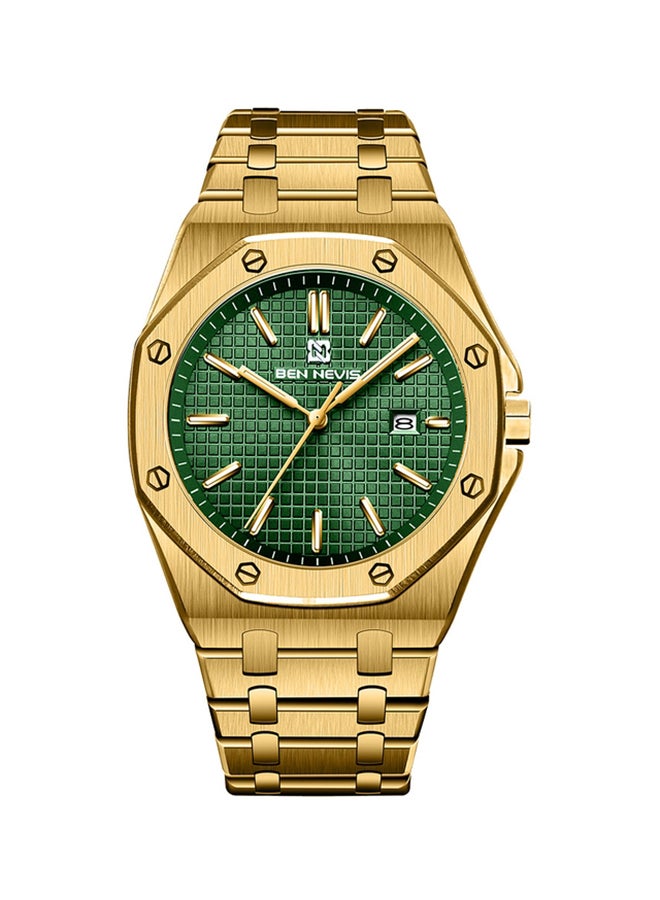 Waterproof Quartz Wrist Watch for Men - BN3018G-GoldGreen