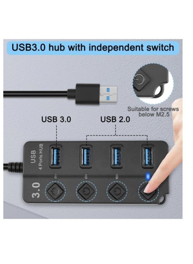 Haing USB 3.0 4PORT HUB With Individual Switches And Lights - Image 4