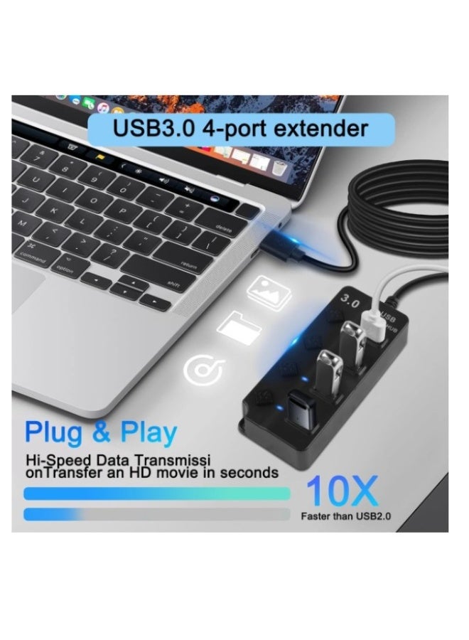 Haing USB 3.0 4PORT HUB With Individual Switches And Lights - Image 2
