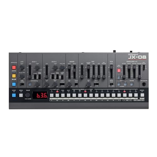 Roland JX08 Tabletop Sound Module Boutique Synthesizer Compact Lightweight Portable Onboard Speakers and Battery Operation