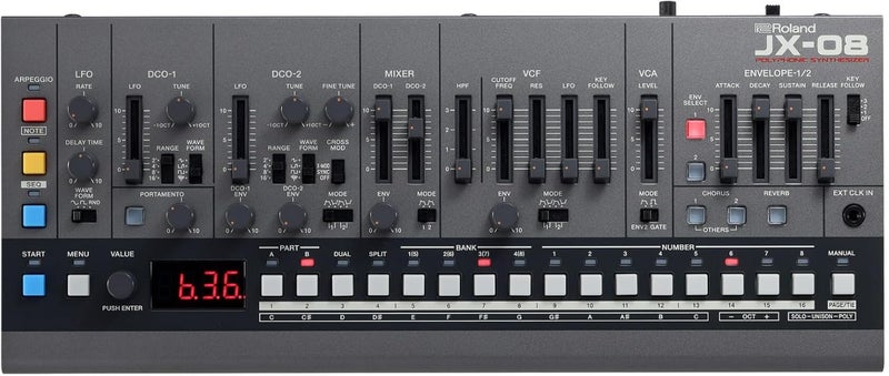 Roland وحدة الصوت المحمولة رولاند JX08 سينثسايزر بوتيك مدمج خفيف الوزن محمول مع مكبرات صوت مدمجة وتشغيل بالبطارية - Image 1