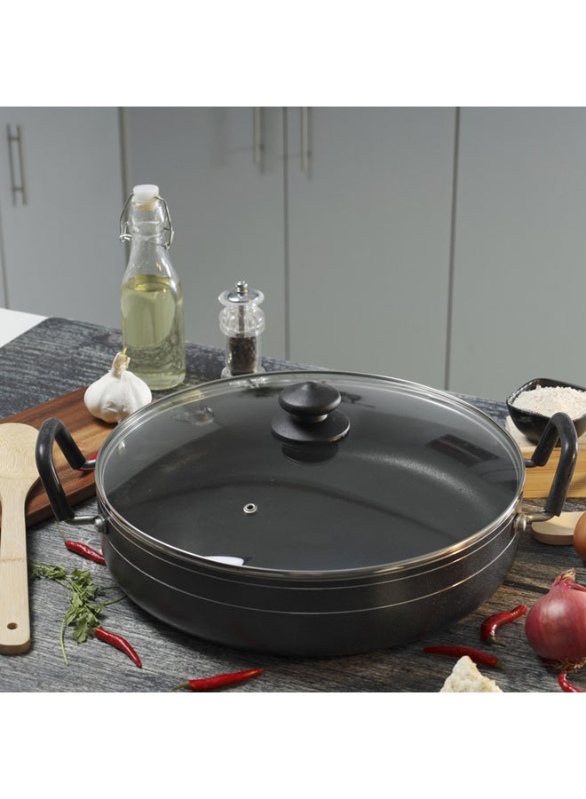 Royalford Non-Stick Frying Pan With Lid Black/Silver - Image 3