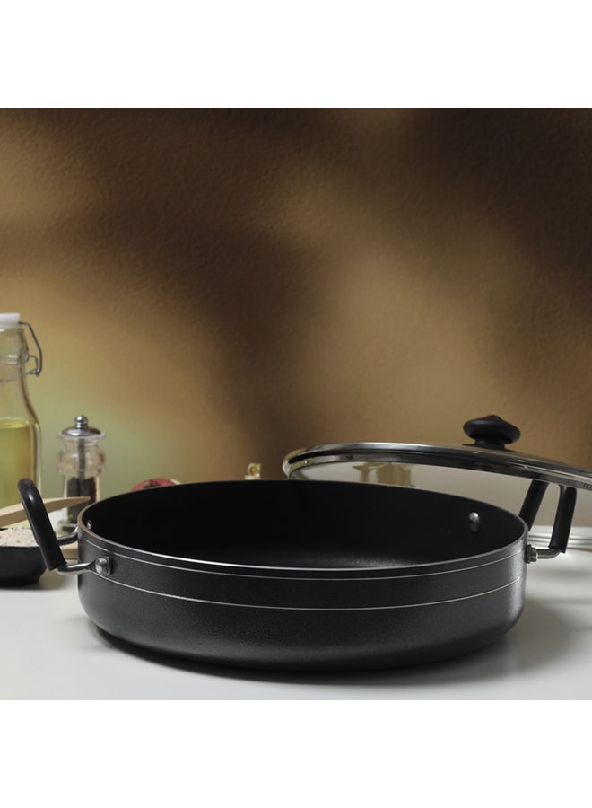 Royalford Non-Stick Frying Pan With Lid Black/Silver - Image 4