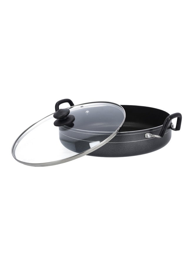 Royalford Non-Stick Frying Pan With Lid Black/Silver - Image 2