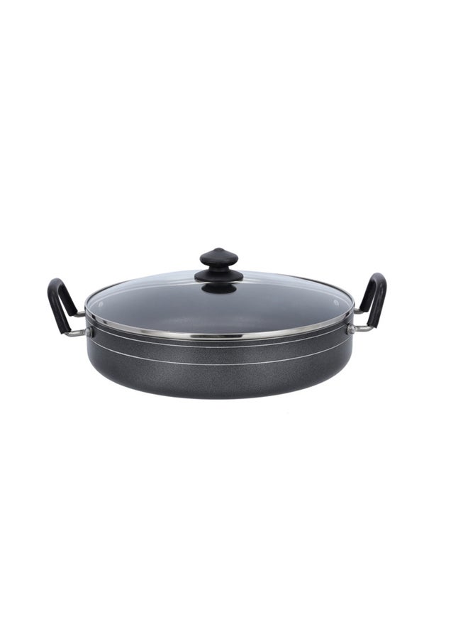 Royalford Non-Stick Frying Pan With Lid Black/Silver - Image 1