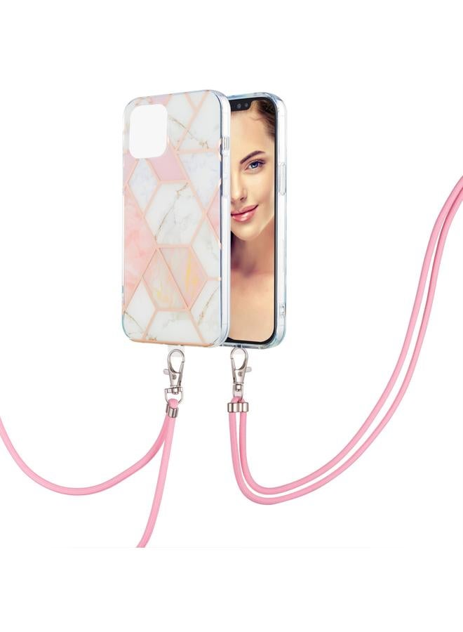 اس-توب جراب لهاتف iPhone 13 mini بنمط رخامي مطلي بالكهرباء، جراب مقاوم للصدمات من مادة TPU IMD مزدوج الجوانب مع حبل للرقبة - Image 2