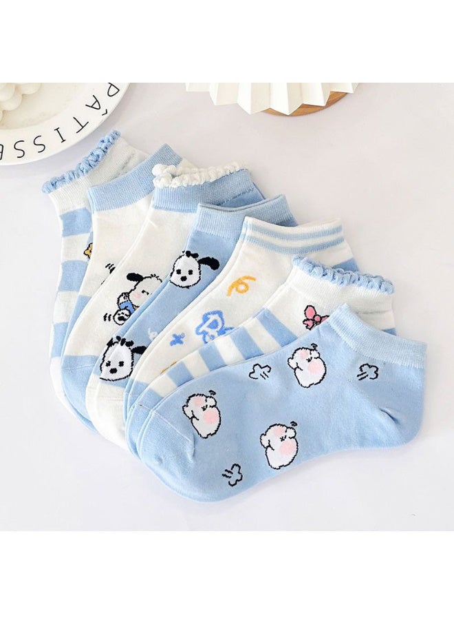 TRENDORA Women's Cotton Blend Ankle Socks, Mixed Colours, Casual Style, Closed Toe, Regular Size, Machine Wash, 6 Count - Image 5