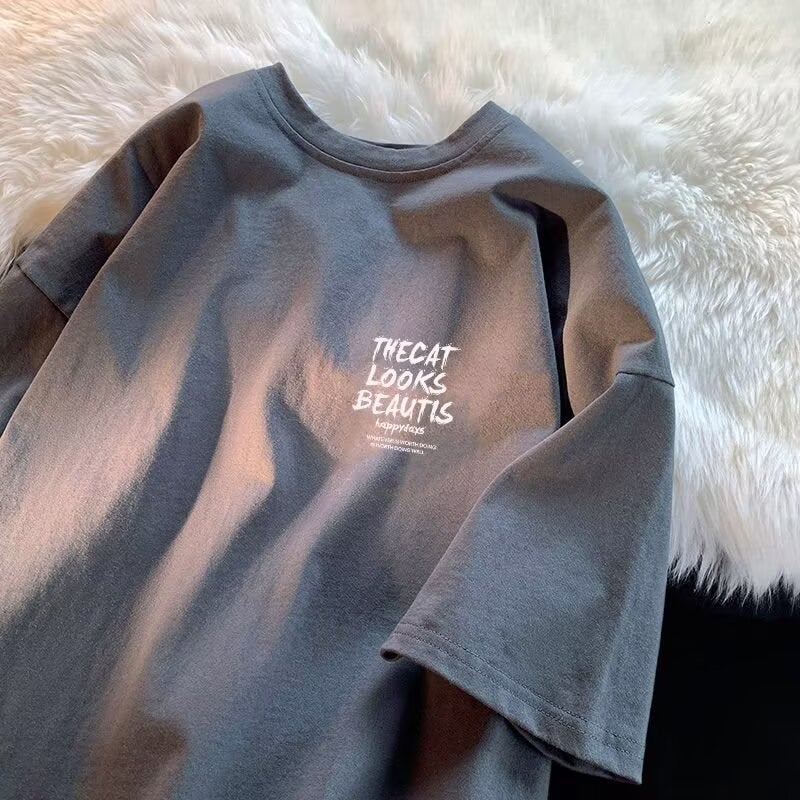 American Style Retro Heavy Cotton Short-Sleeved T-Shirt For Boys Summer Hong Kong Style Handsome Loose Instagram Popular Brand Fashionable Half-Sleeved New Style - Image 3