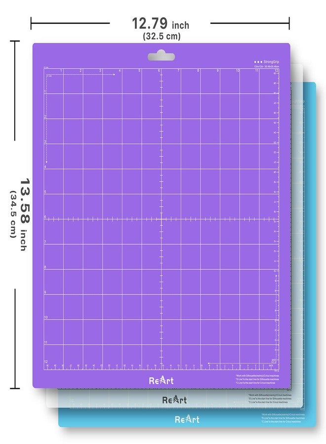 ReArt Cutting Mat Variety 3 Packs 12” x 12” - Strong, Standard, Light Grip Adhesive Cutting Mat Suit for Silhouette Cameo - Image 2