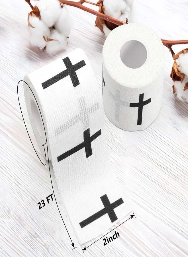 ANJAYLIA 2 Pack Christian Athletic Tape with Cross, 2IN x 23FT Cotton Sports Tape for Wrist and Ankle Support, Faith Wrap for Football, Baseball, Gymnastics, First Aid and Gift Use - Image 2