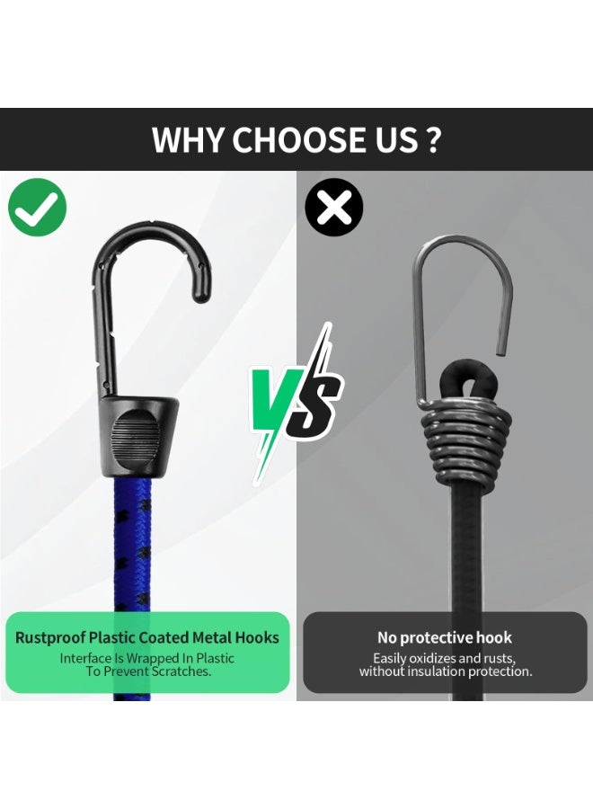 Bungee Cords with Hooks – 12pcs Heavy Duty Bungee Straps for Caravan, Camping RVs, Trunks, Camping Gear, Tarps, Garden Furniture, Trailers, DIY & Outdoor Storage - Image 5