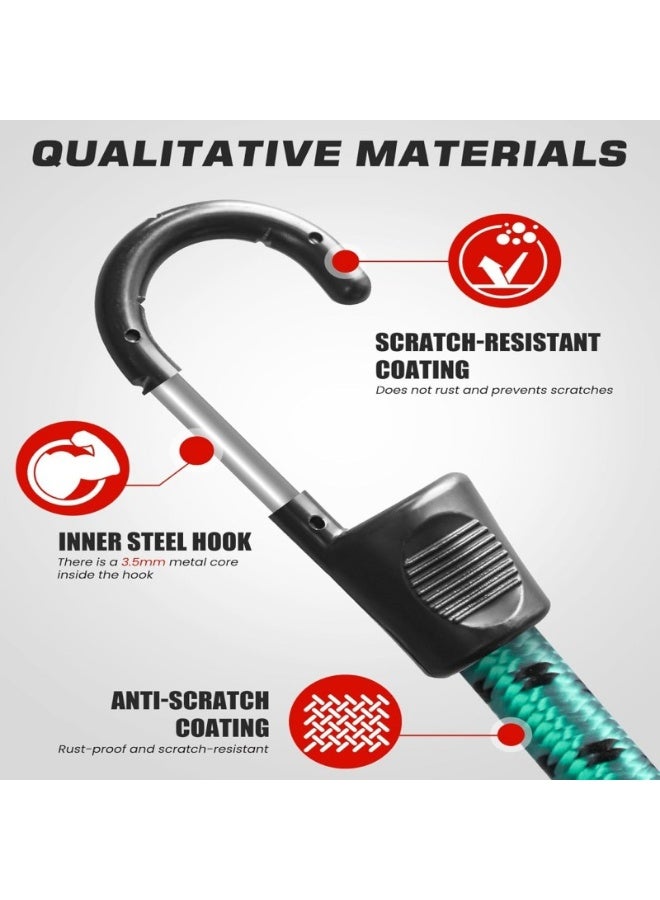 Bungee Cords with Hooks – 12pcs Heavy Duty Bungee Straps for Caravan, Camping RVs, Trunks, Camping Gear, Tarps, Garden Furniture, Trailers, DIY & Outdoor Storage - Image 2