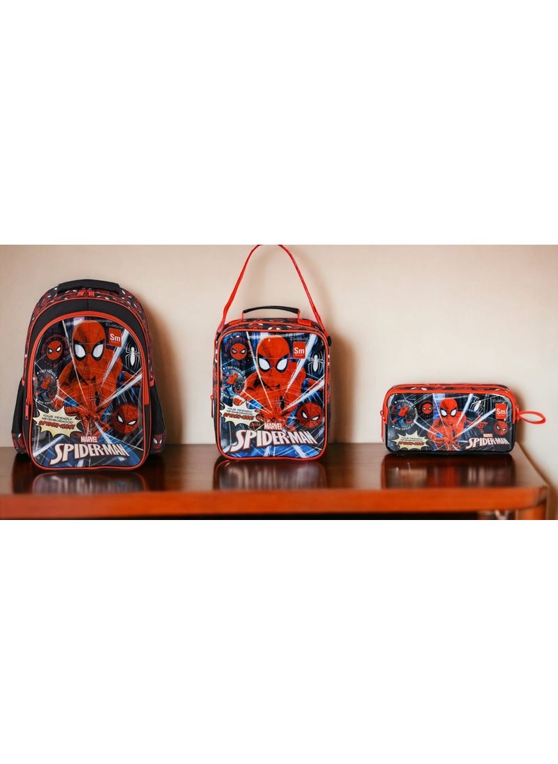 Frocx Spiderman Primary School Bag Due Neıgborhood, Lunchbox and Pen Holder  - Image 1