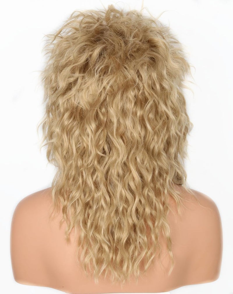 LeMarnia 80s Rock Diva Wig Blonde Brown Fluffy Big Roll Mullet Wigs for Man or Woman Halloween Party Costume Cosplay Wig - Image 4