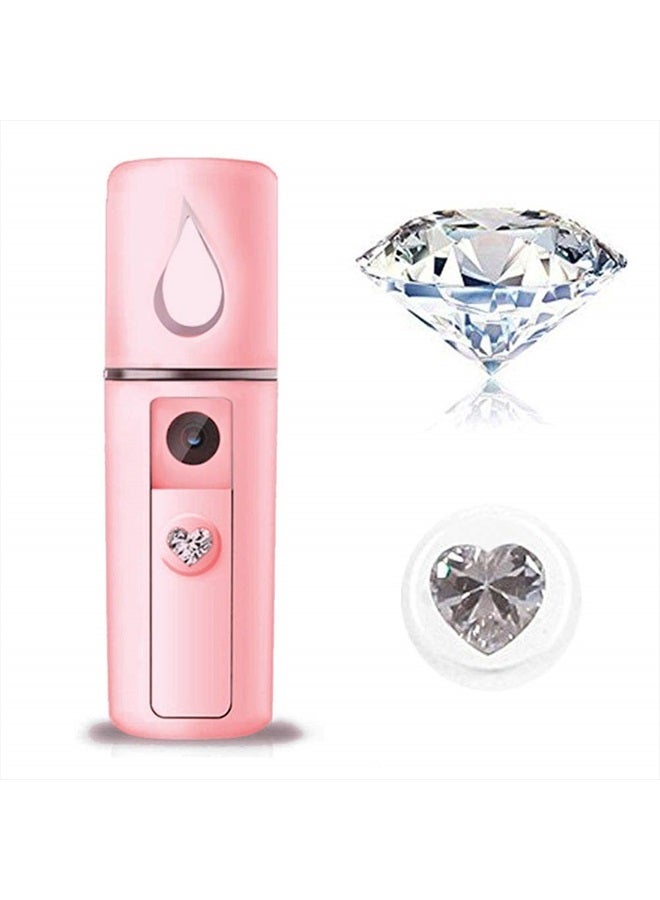 ZOMFOM Nano Facial Steamer Mist Spray Eyelash Extensions Cleaning Pores Water SPA Moisturizing Hydrating Face Sprayer USB Rechargeable Mini Beauty Device (Pink) - Image 1