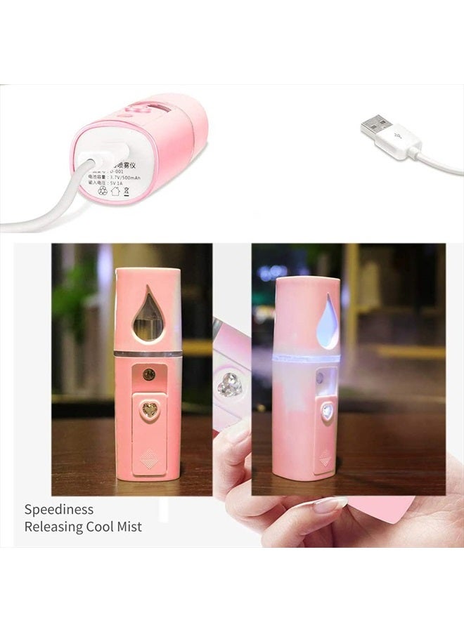 ZOMFOM Nano Facial Steamer Mist Spray Eyelash Extensions Cleaning Pores Water SPA Moisturizing Hydrating Face Sprayer USB Rechargeable Mini Beauty Device (Pink) - Image 5