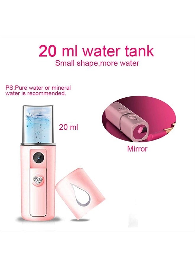 ZOMFOM Nano Facial Steamer Mist Spray Eyelash Extensions Cleaning Pores Water SPA Moisturizing Hydrating Face Sprayer USB Rechargeable Mini Beauty Device (Pink) - Image 4