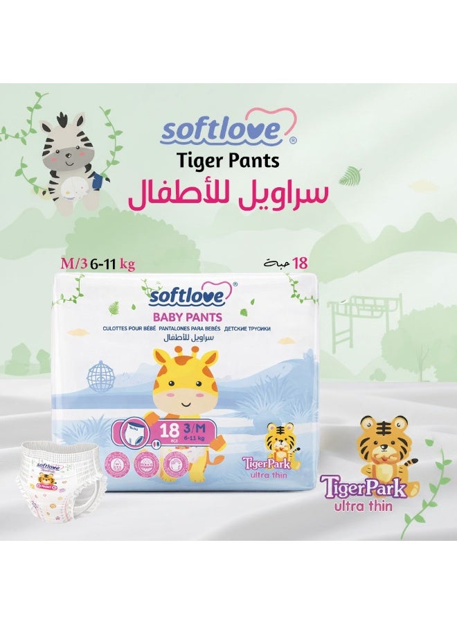 Softlove | Tiger Park | premium baby diaper (PANTS) 3/M 18 pcs