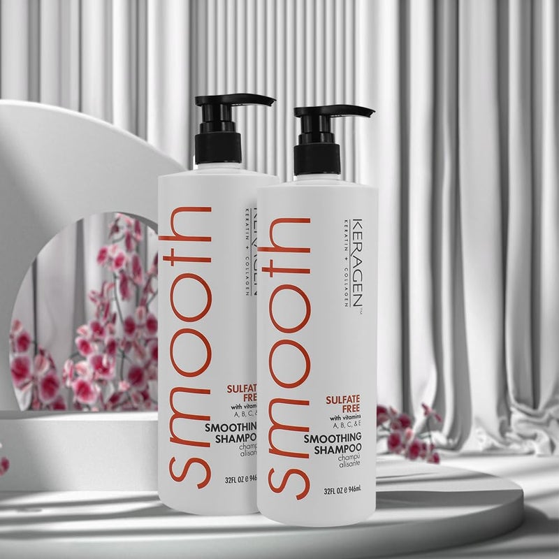 KERAGEN - Smoothing Shampoo with Keratin and Collagen for All Hair Types, Sulfate Free, 32 Oz - Moisturizes, Strengthens, Protects Color and Repair - Panthenol, Vitamins, and Jojoba Oil - Image 2